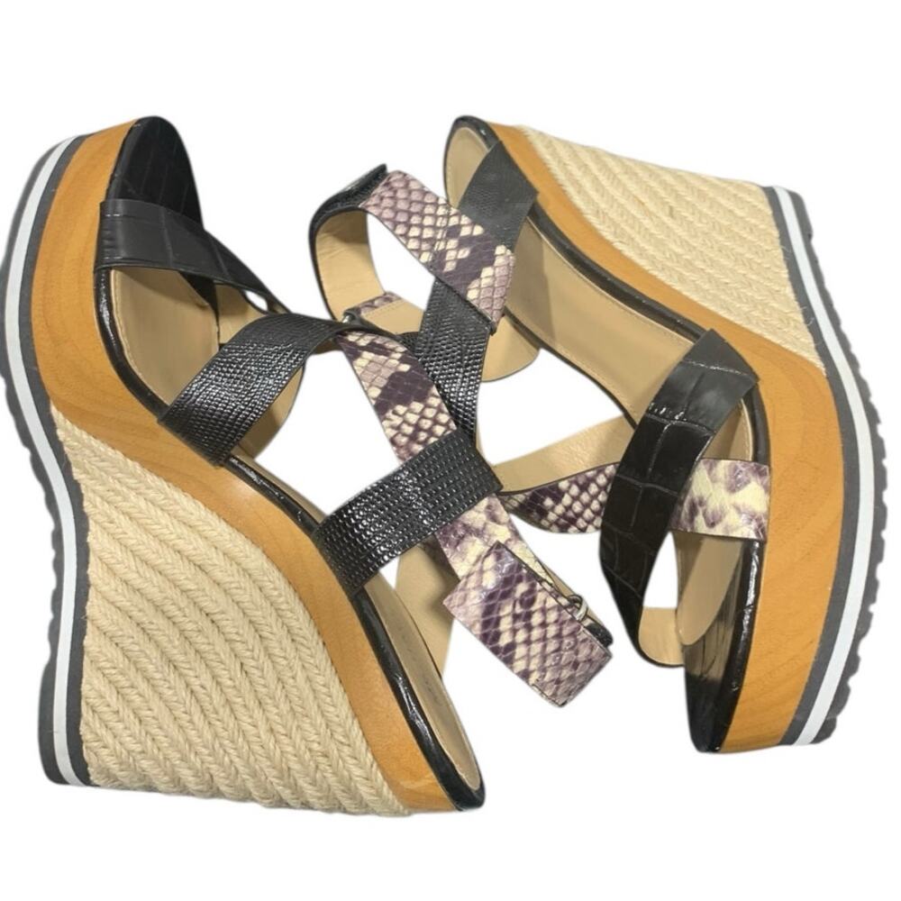 Michael Michael Kors Snakeskin Espadrill Wedges SZ 9 - Picture 7 of 8
